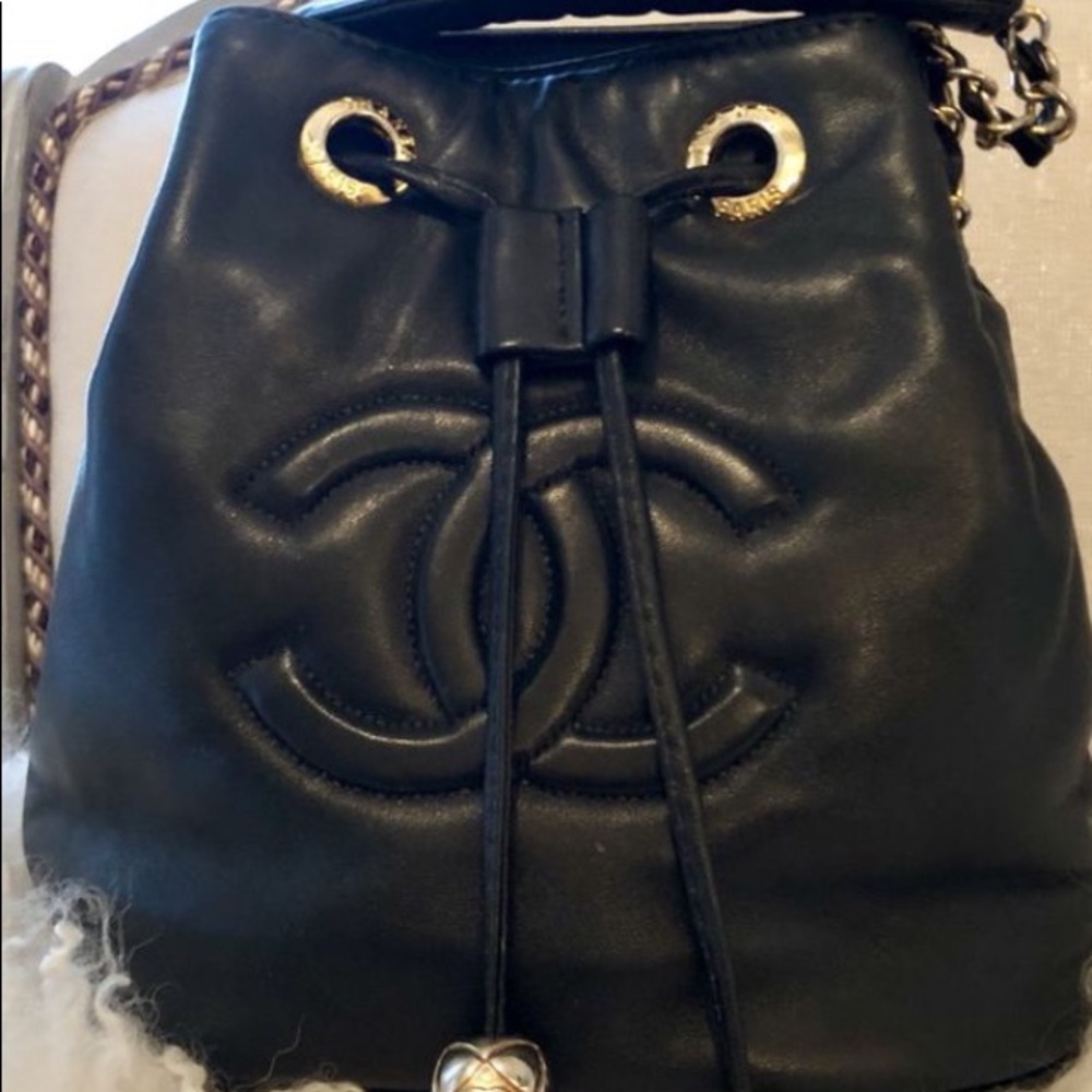 Authentic Chanel Bucket Bag Vintage 1970s Navy